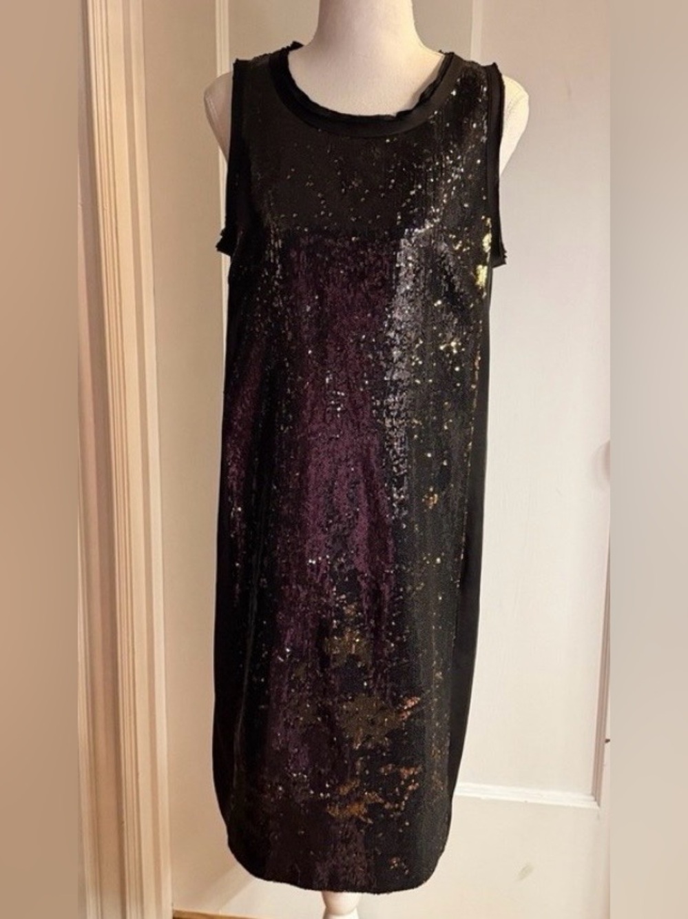 Michael Kors Black:Gold  Sequin Sleeveless Shift Dress Sz.12
